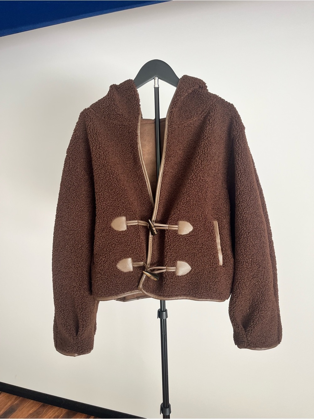 Brown Teddy Toggle Hooded Jacket